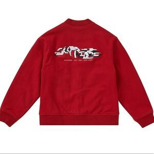 Supreme Delta Logo Wool Bomber Jacket Red with White Graffiti Logo Quilted NWT M